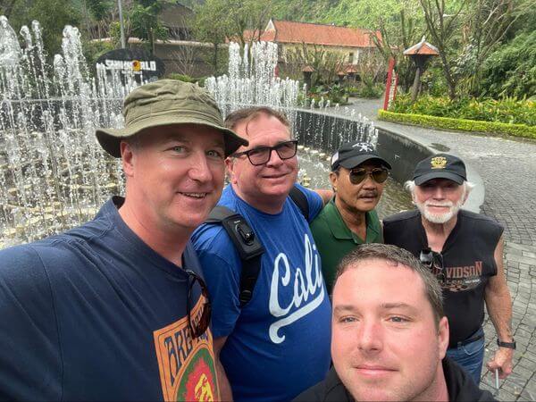 Rob from Savage Game Design, Bruce from SOG Collectibles, Hayden, Xuan, and Larry Trimble at Ba Na Hills in Vietnam.
