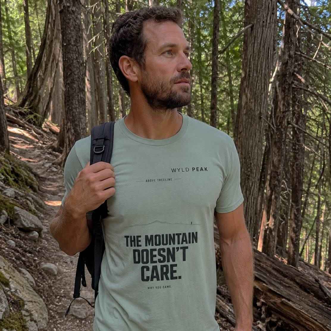 The Mountain Doesn’t Care Tee - Minimal Alpine Philosophy T-Shirt