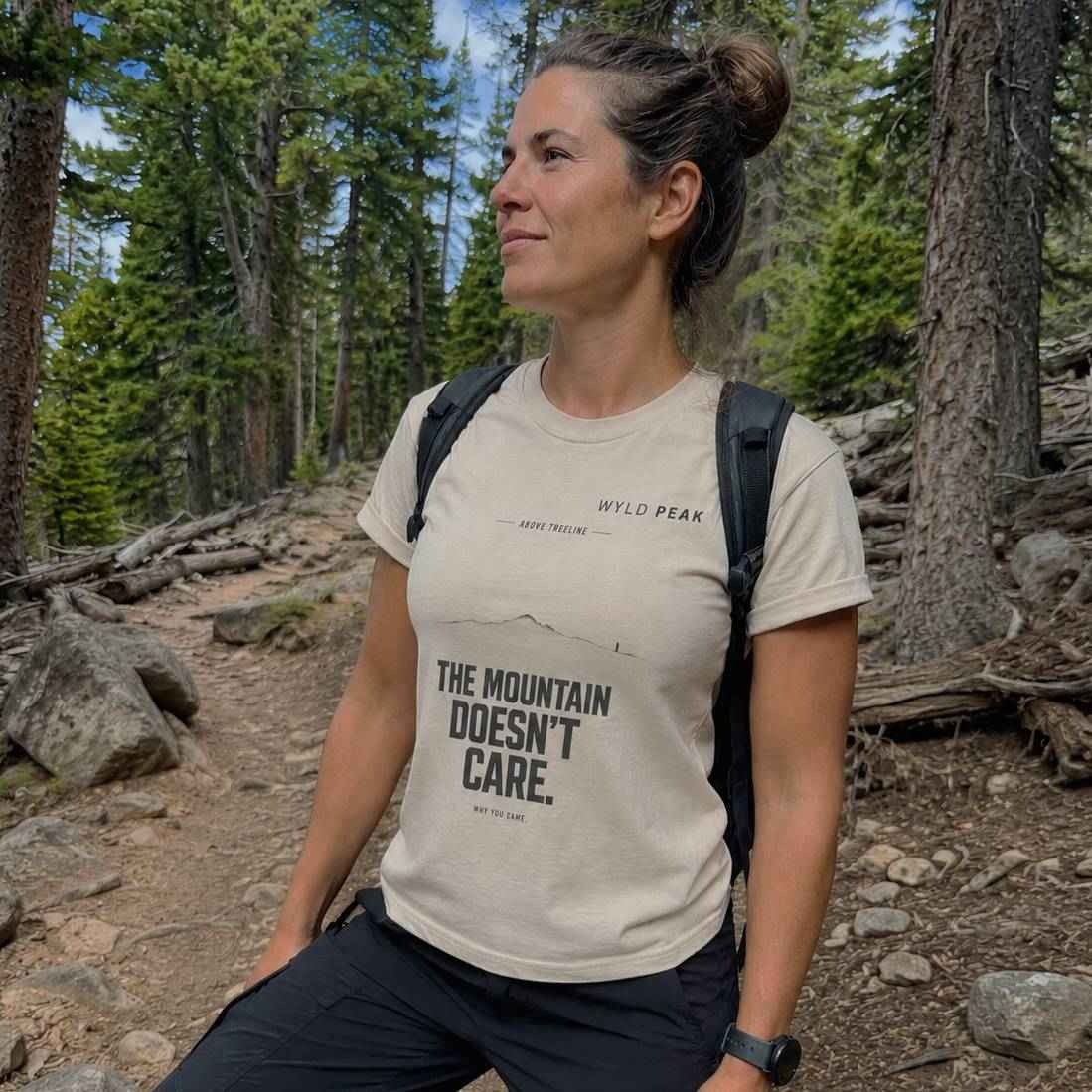 The Mountain Doesn’t Care Tee - Minimal Alpine Philosophy T-Shirt