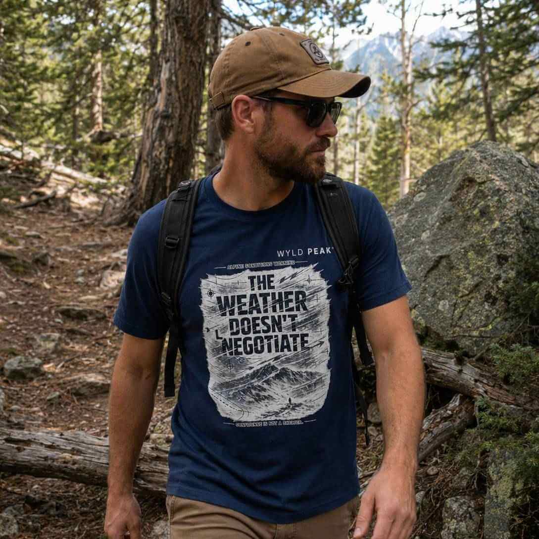 The Weather Doesn’t Negotiate T Shirt - Alpine Hiking Tee