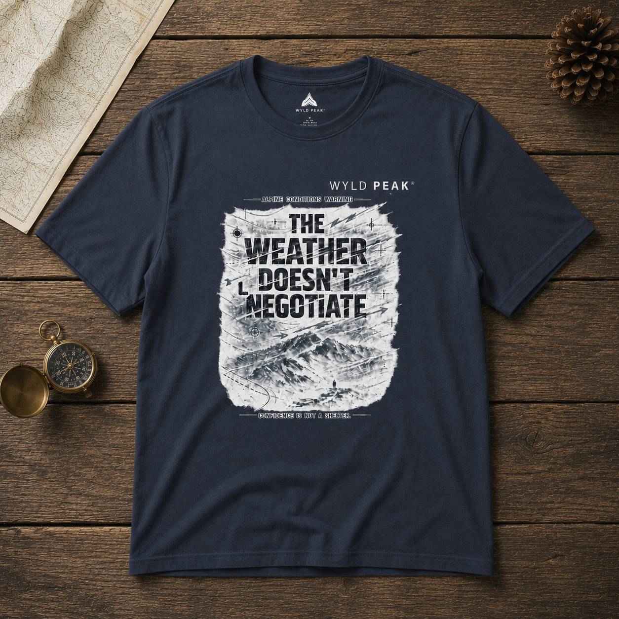 The Weather Doesn’t Negotiate T Shirt - Alpine Hiking Tee