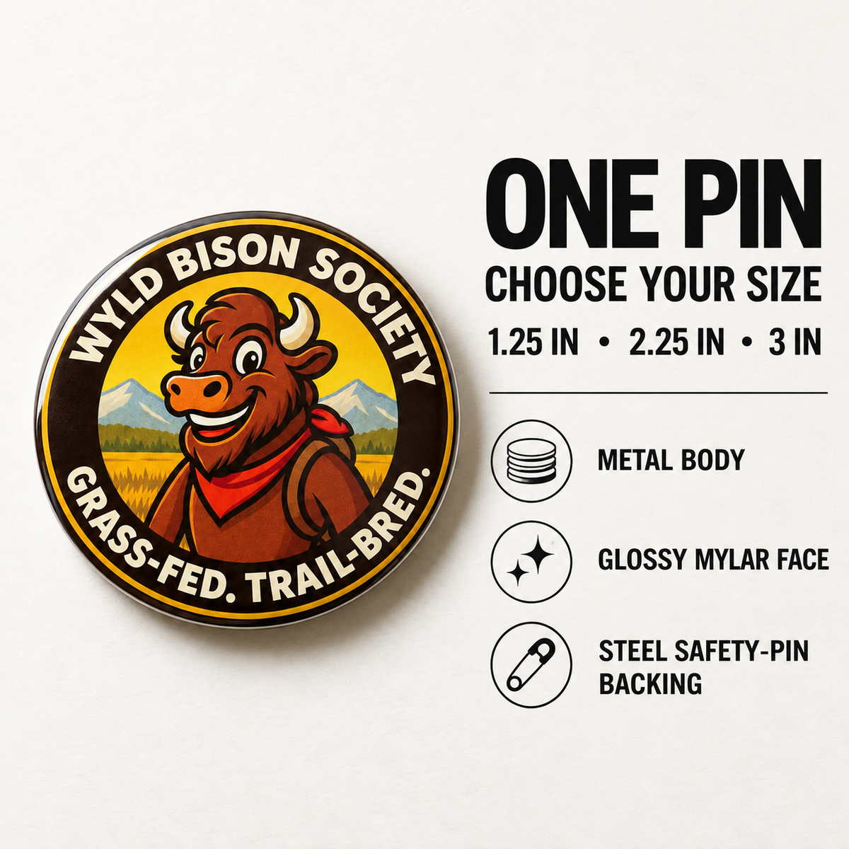 WYLD Bison Society Pinback Button