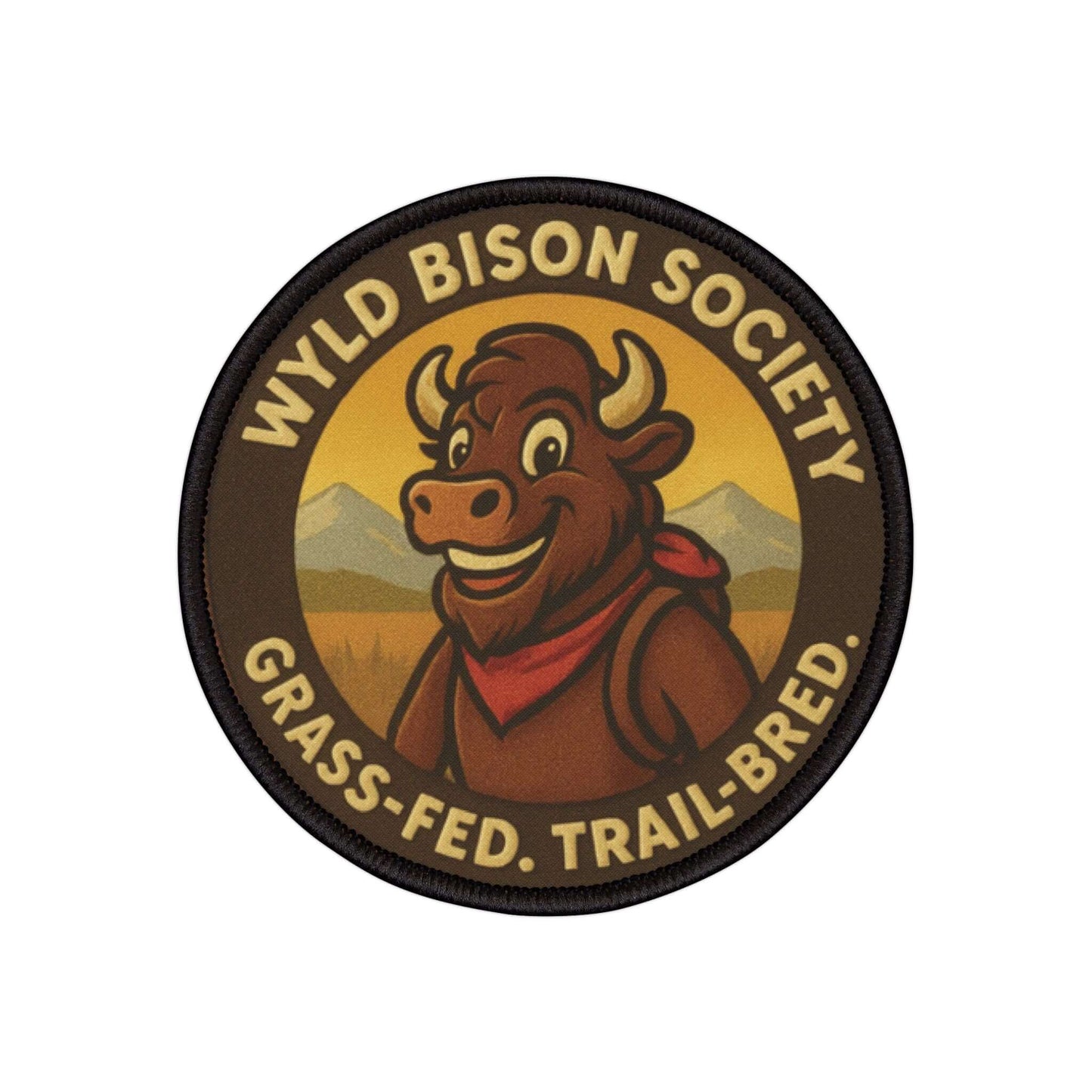 Bison Society patch displayed on a white background, clean with strong stitched detail