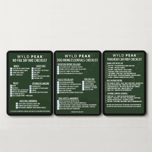 Ultimate Hiking Pack Bundle showing the 3 checklists & bonus cards printable PDF.
