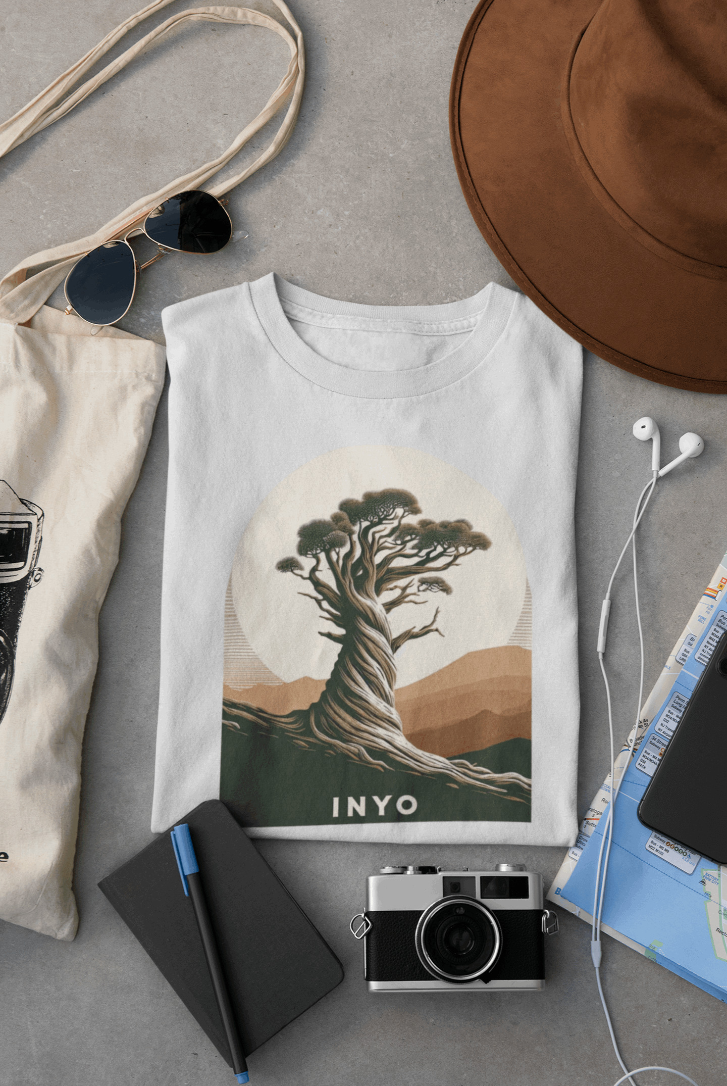 Inyo National Forest Bristlecone Pines unisex tee in white by Wyld Peak laid flat