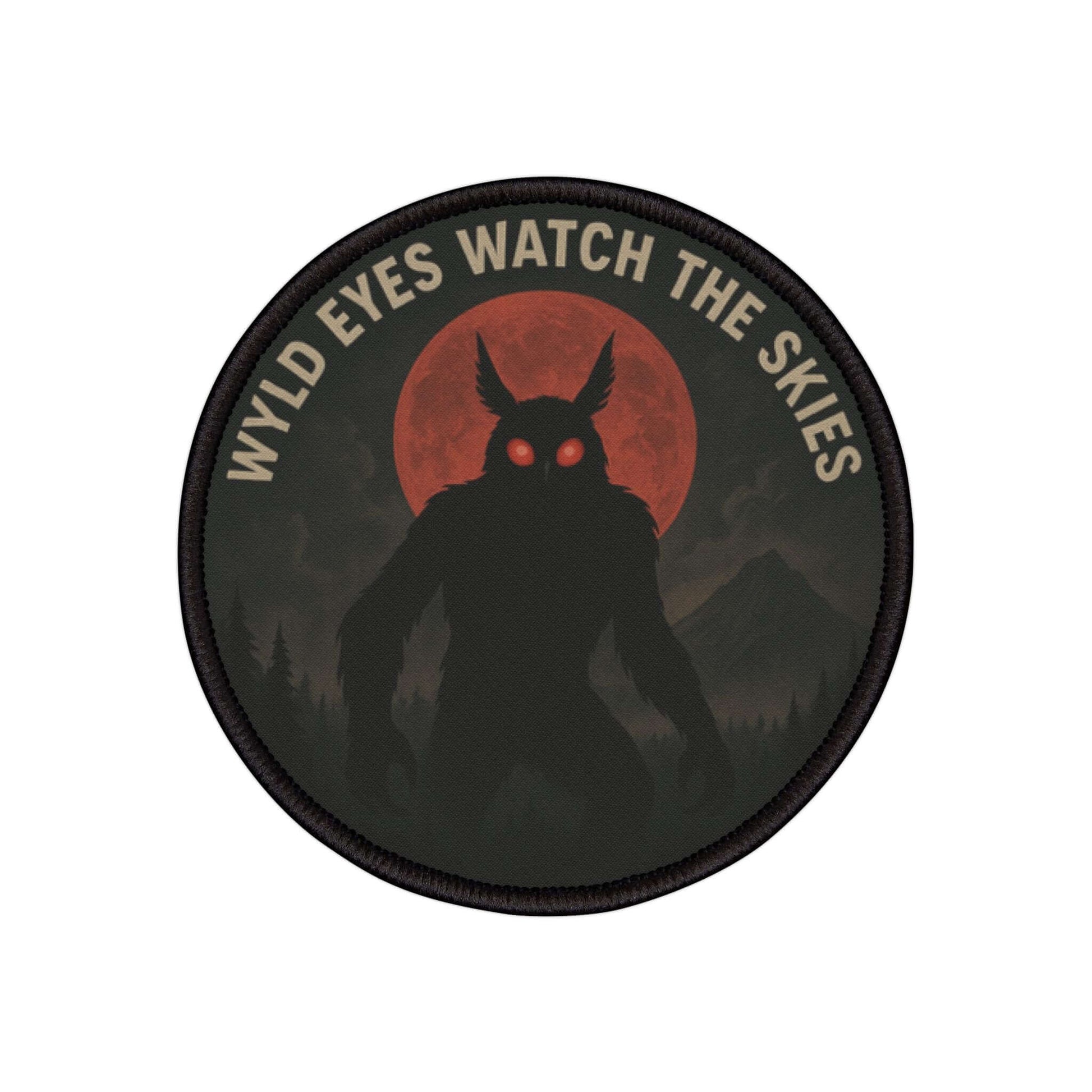 Mothman-themed patch by Wyld Peak on a clean white background