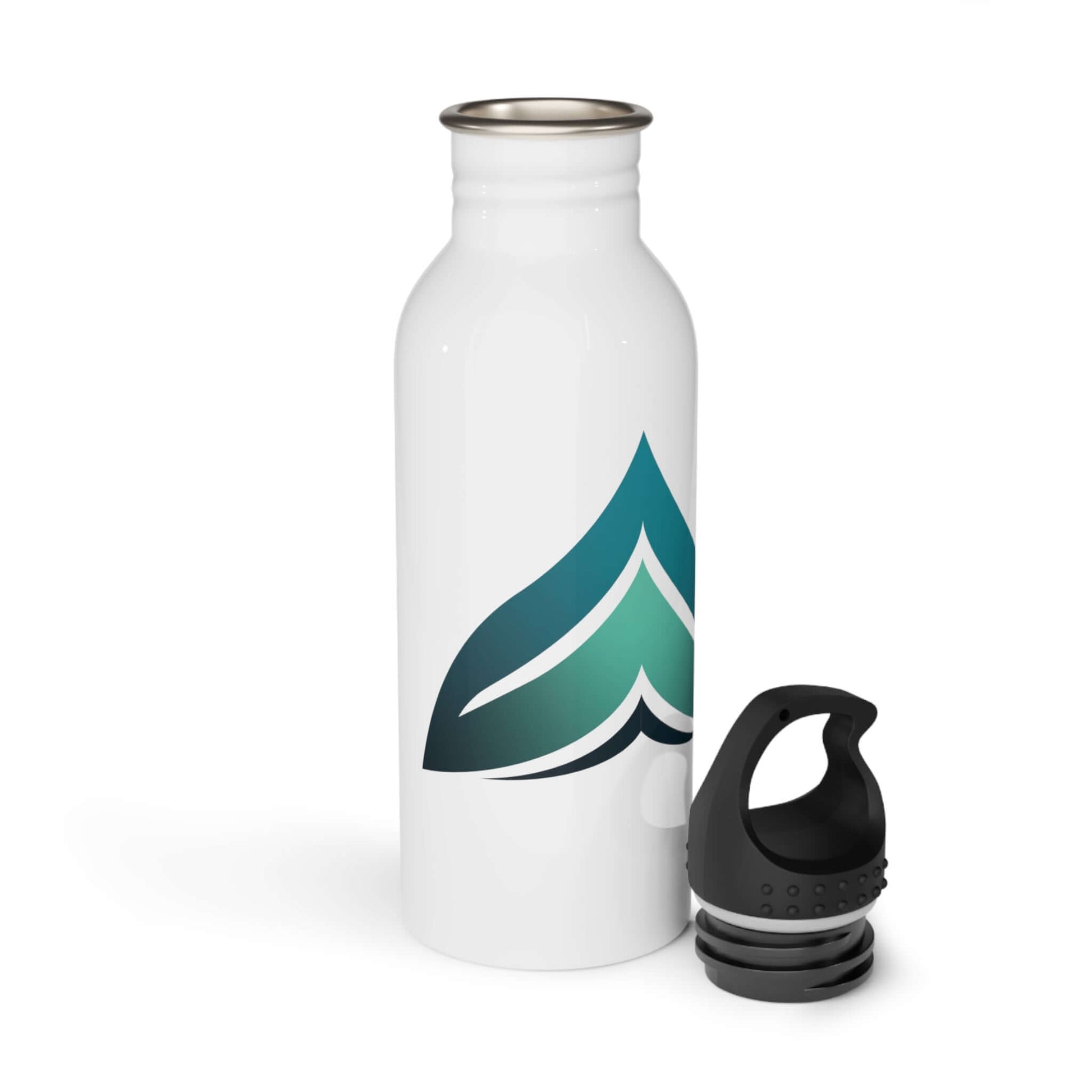 Wyld Peak stainless steel water bottle and cap with white background.