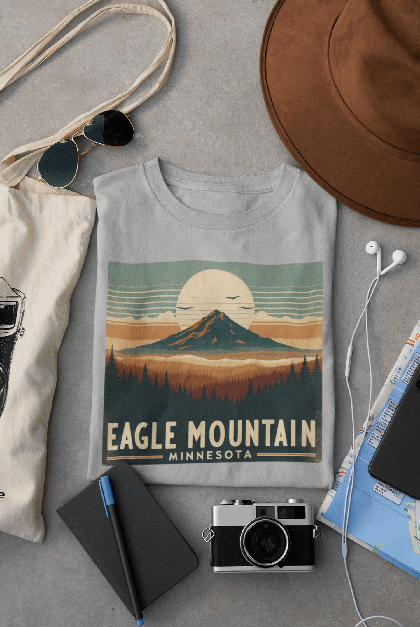 Wyld Peak Superior National Forest Eagle Mountain tee in grey laid flat
