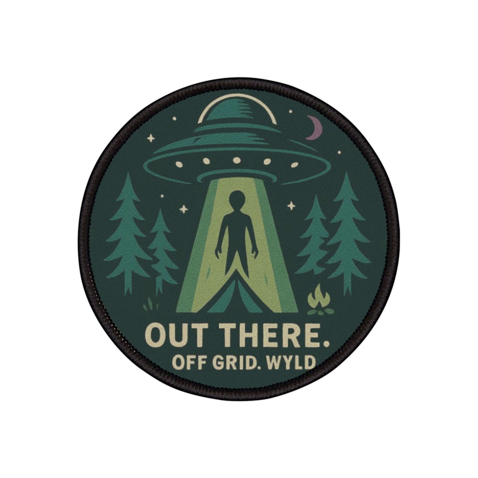 Wyld Peak UFO alien abduction patch on a white background