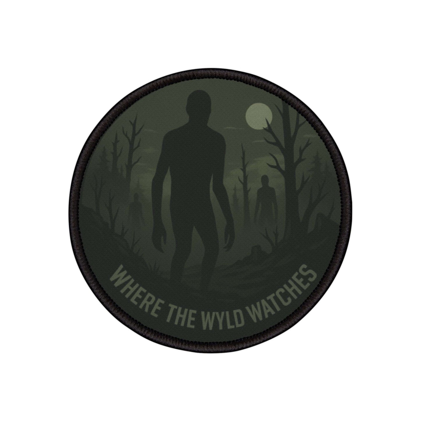 Wyld Peak Shadow People cryptid patch on a clean white background