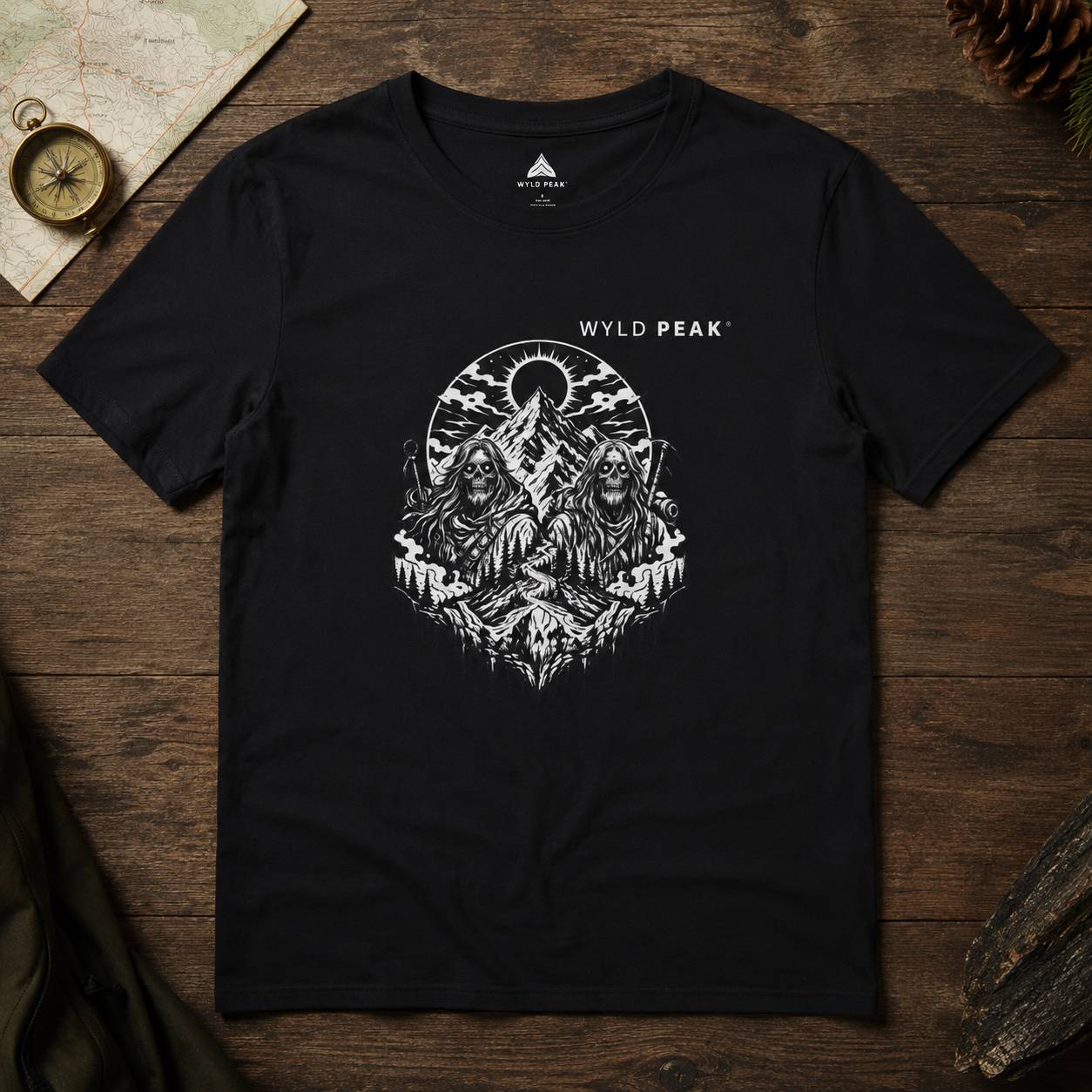 Skeleton Hiking Shirt - Gothic Mountain Adventure Tee