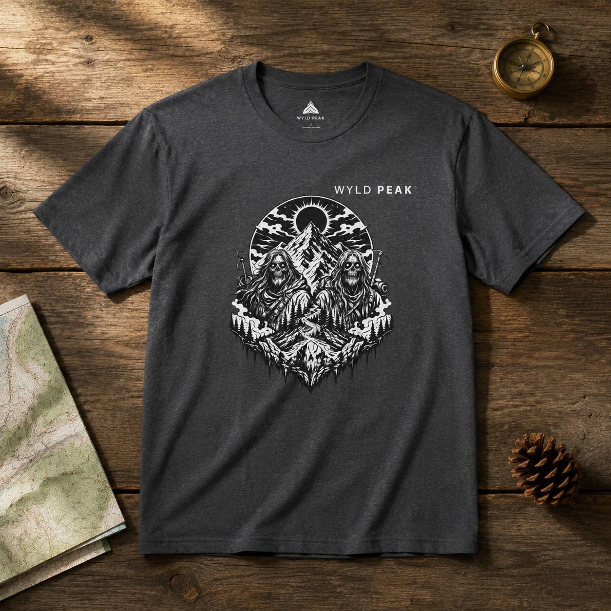 Skeleton Hiking Shirt - Gothic Mountain Adventure Tee