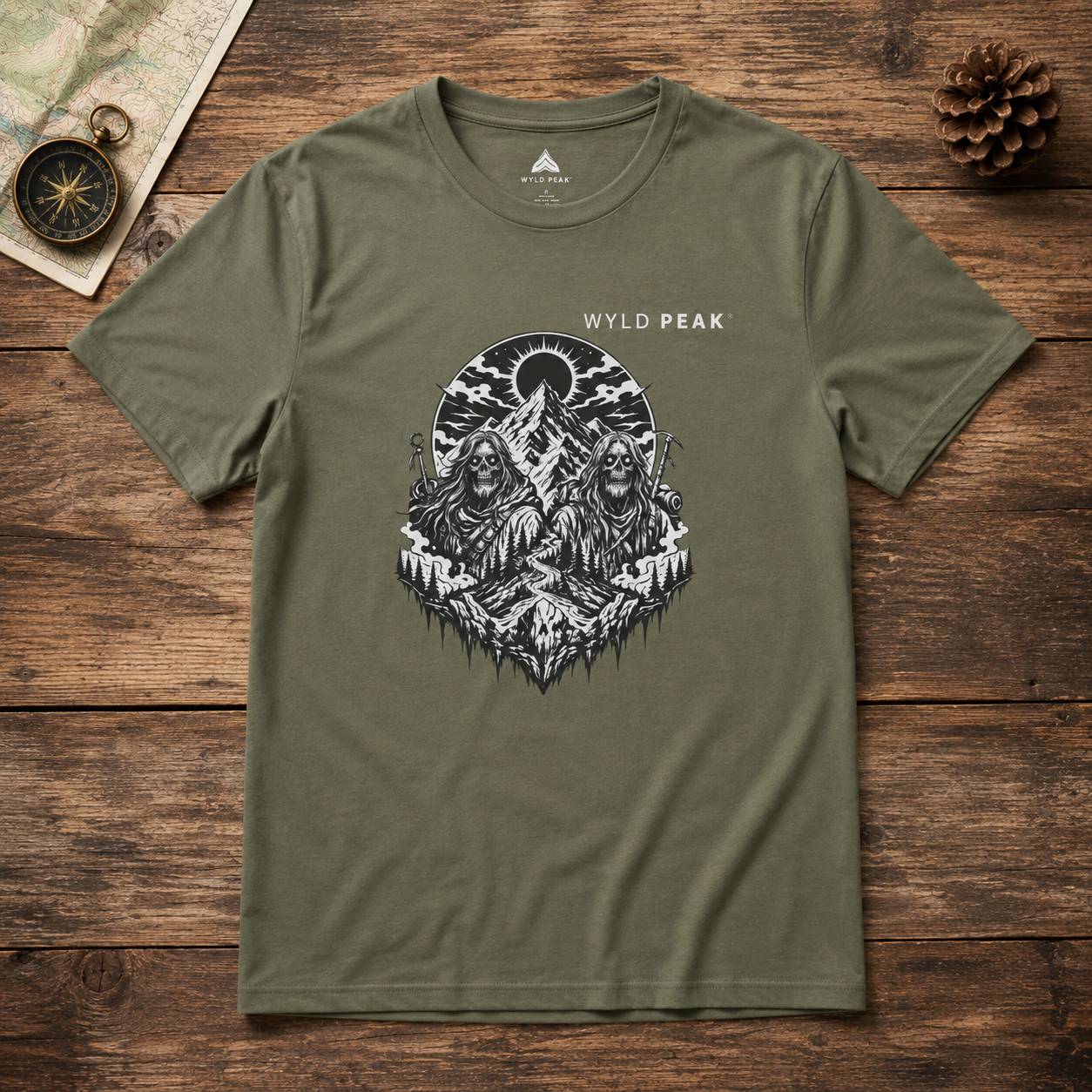 Skeleton Hiking Shirt - Gothic Mountain Adventure Tee