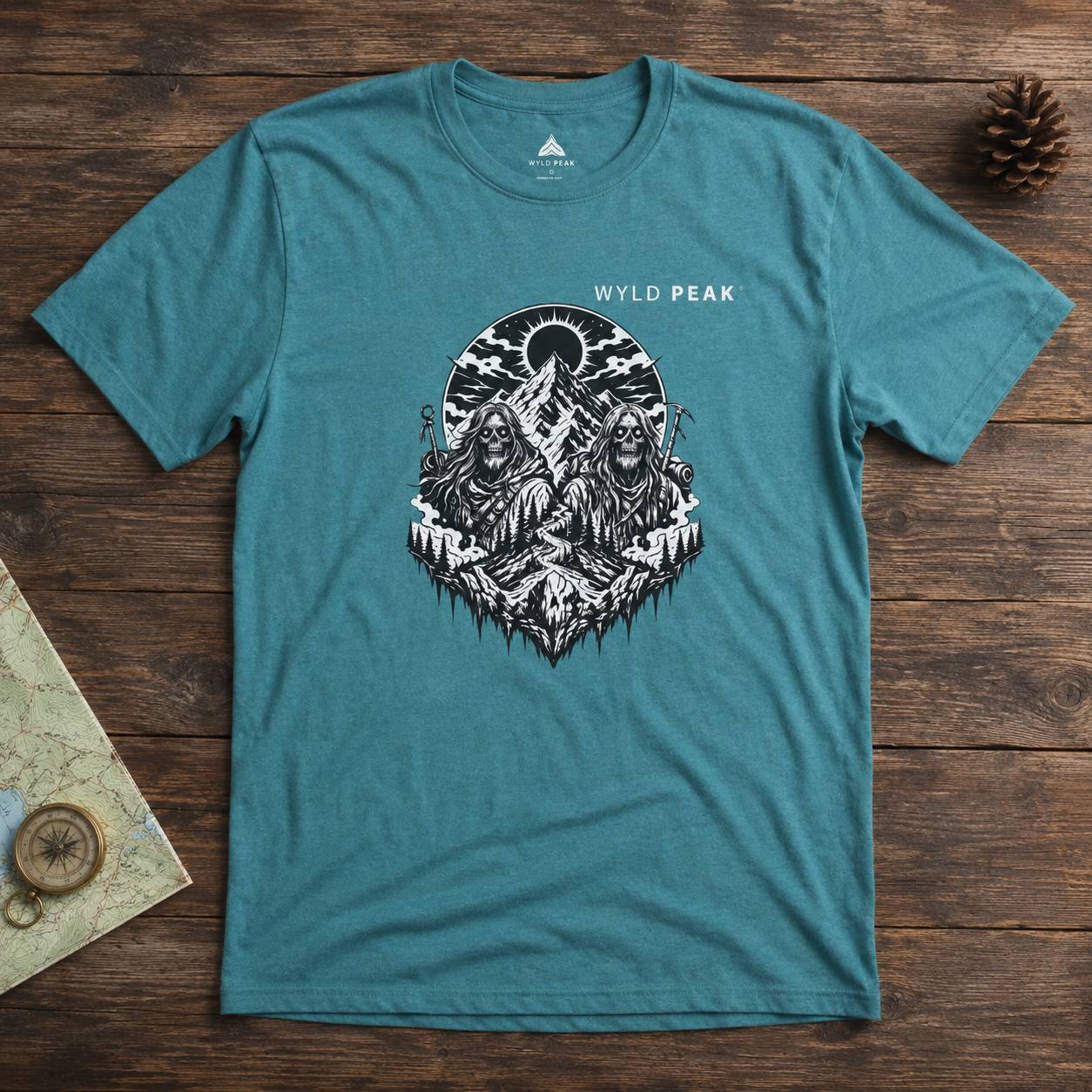 Skeleton Hiking Shirt - Gothic Mountain Adventure Tee