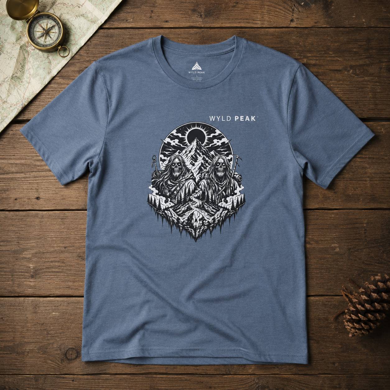 Skeleton Hiking Shirt - Gothic Mountain Adventure Tee