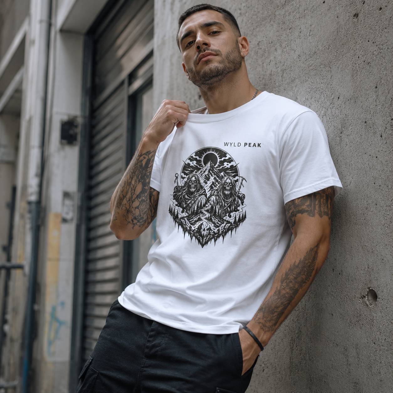 Skeleton Hiking Shirt - Gothic Mountain Adventure Tee