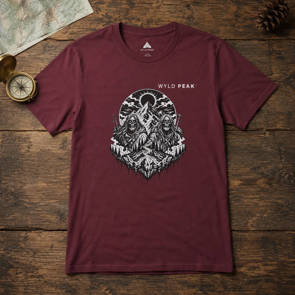 Skeleton Hiking Shirt - Gothic Mountain Adventure Tee