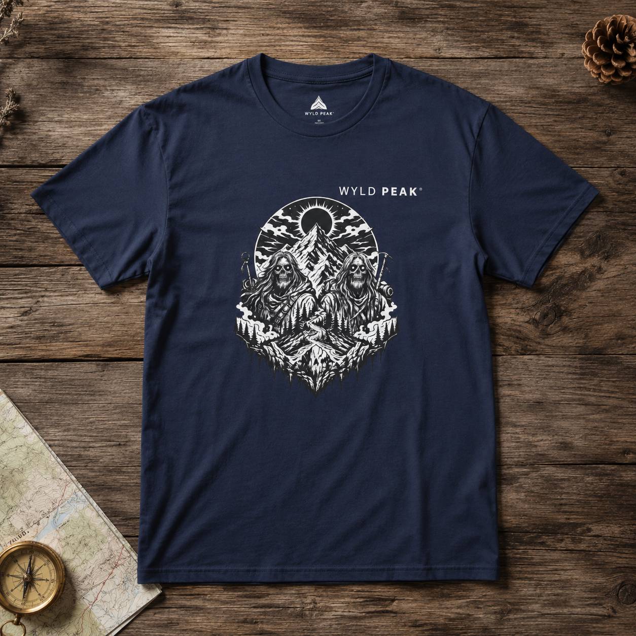 Skeleton Hiking Shirt - Gothic Mountain Adventure Tee