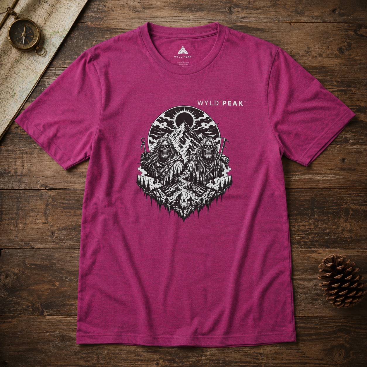 Skeleton Hiking Shirt - Gothic Mountain Adventure Tee