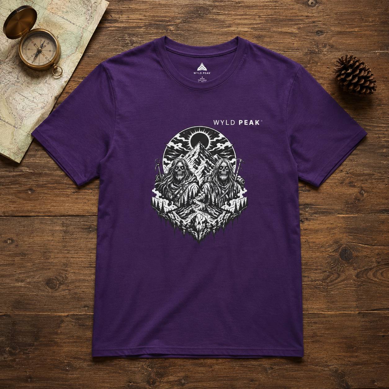Skeleton Hiking Shirt - Gothic Mountain Adventure Tee