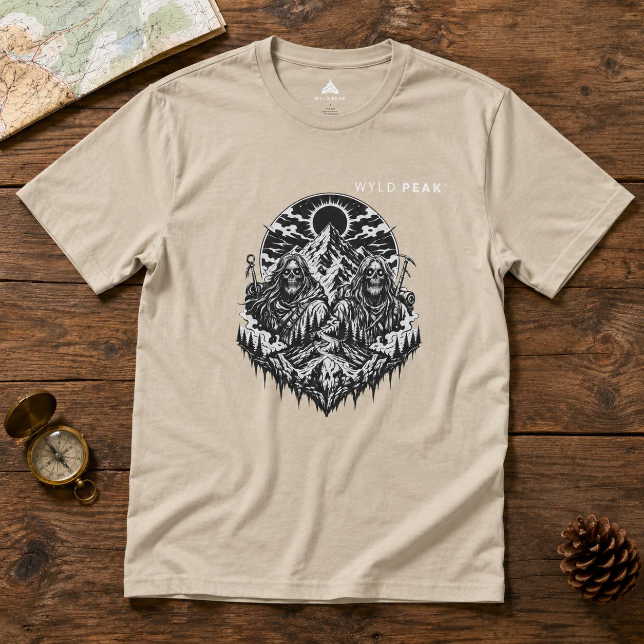 Skeleton Hiking Shirt - Gothic Mountain Adventure Tee