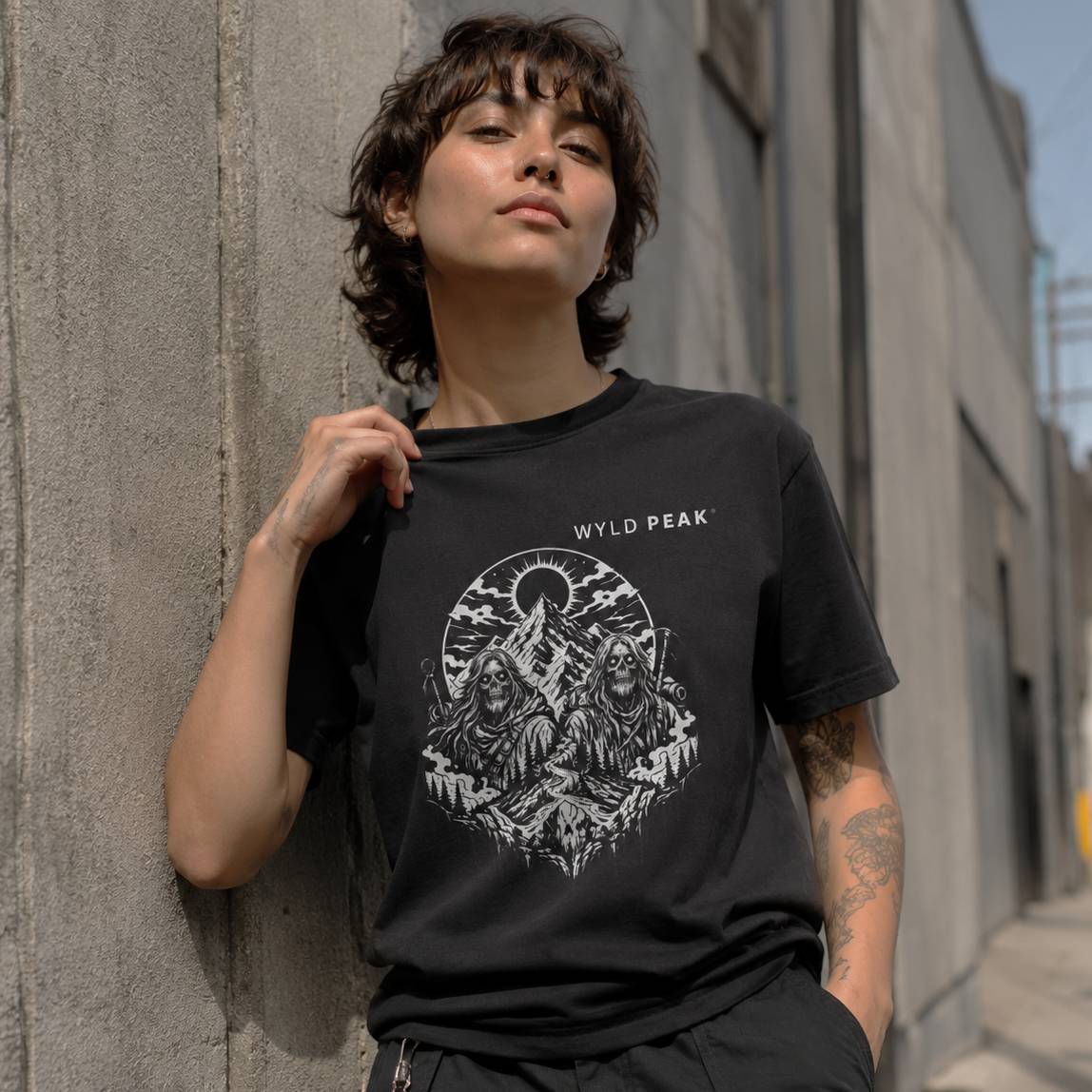 Skeleton Hiking Shirt - Gothic Mountain Adventure Tee