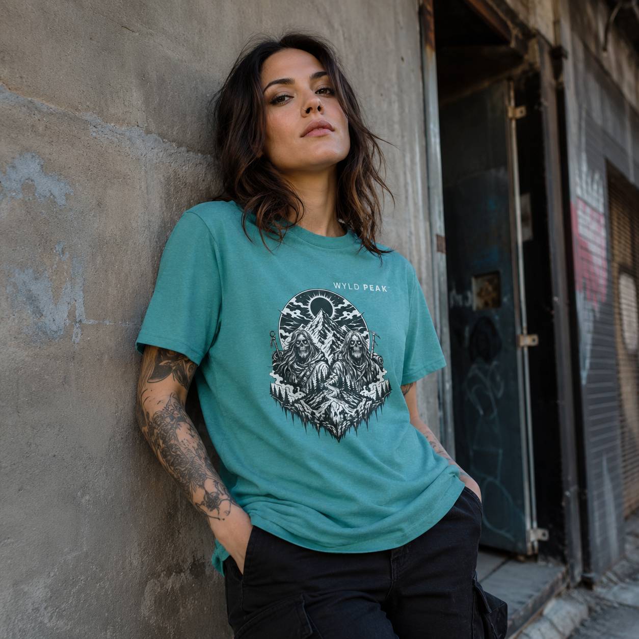 Skeleton Hiking Shirt - Gothic Mountain Adventure Tee
