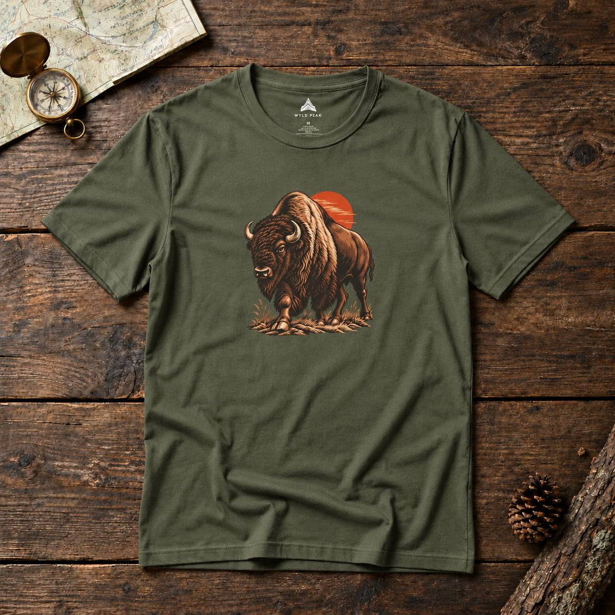 Yellowstone Bison Sunset Graphic T-Shirt