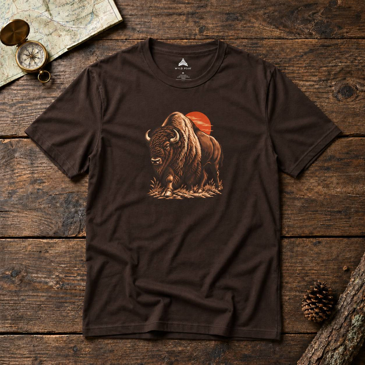 Yellowstone Bison Sunset Graphic T-Shirt