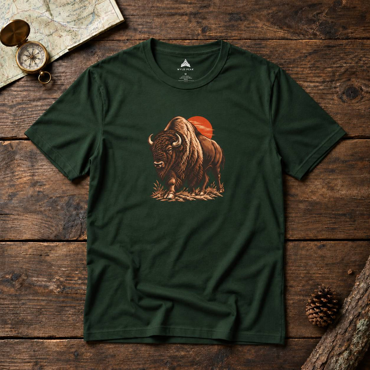Yellowstone Bison Sunset Graphic T-Shirt